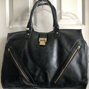 Lulu Zip Detail Black Satchel